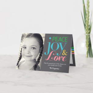 Festiva Tarjeta fotográfica Peace Joy & Love Holiday