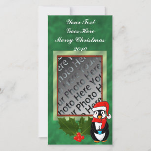 Festiva Tarjeta fotográfica Penguin para navidades