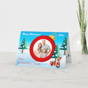 Festiva Tarjeta fotográfica personalizada de Ornamento de 