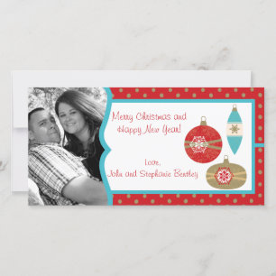 Festiva Tarjeta fotográfica personalizada de ornamento nav