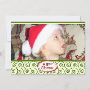 Festiva Tarjeta fotográfica personalizada Green Swirls