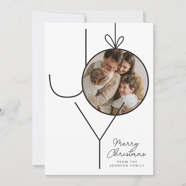 Festiva Tarjeta fotográfica personalizada JOY Christmas Or (Anverso)