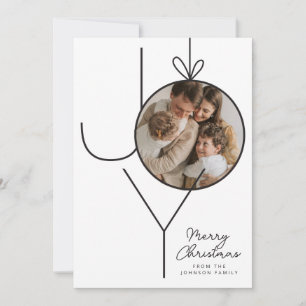 Festiva Tarjeta fotográfica personalizada JOY Christmas Or