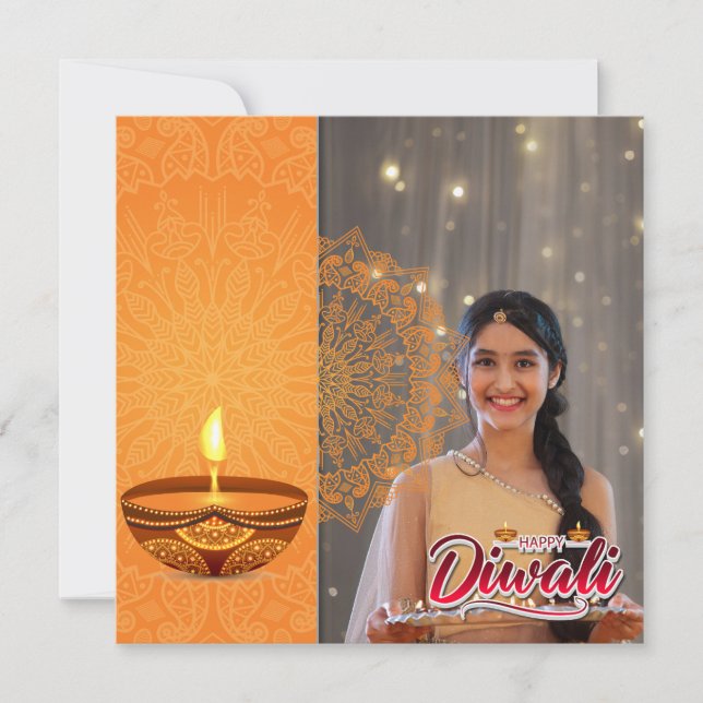 Festiva Tarjeta fotográfica personalizado feliz Diwali Fes (Anverso)
