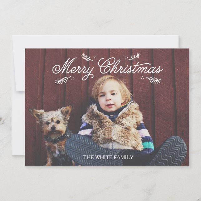 Festiva Tarjeta fotográfica Pine Holiday para navidades (Anverso)