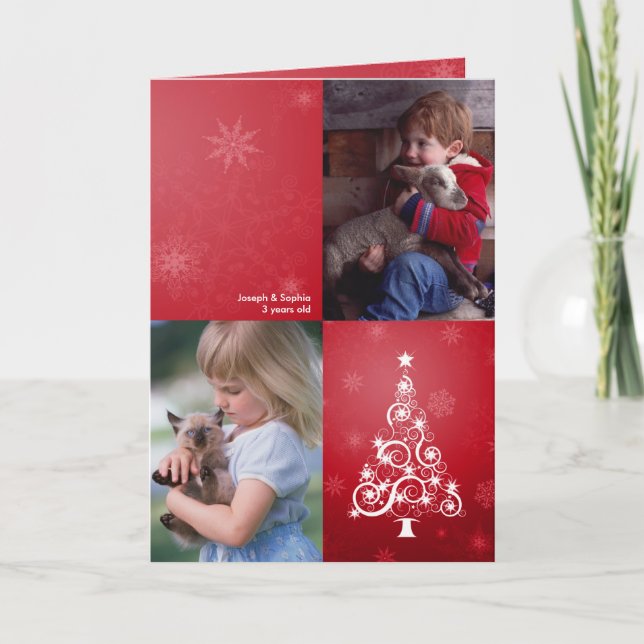 Festiva Tarjeta fotográfica plegada para Navidades brillan (Anverso)