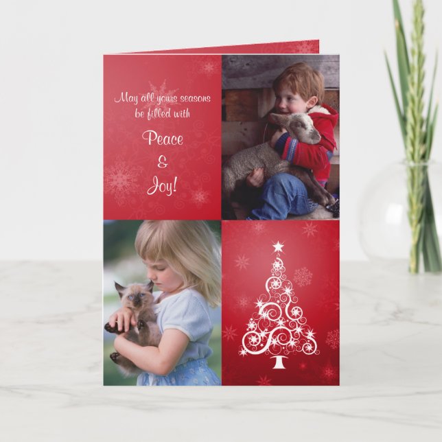 Festiva Tarjeta fotográfica plegada para Navidades brillan (Anverso)