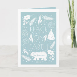 Festiva Tarjeta fotográfica Polar Bear Blue Pine & Floral