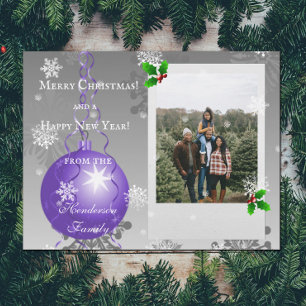 Festiva Tarjeta fotográfica Purple Fancy Christmas Ornamen