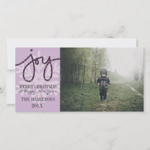 Festiva Tarjeta fotográfica Purple JOY Snowflake