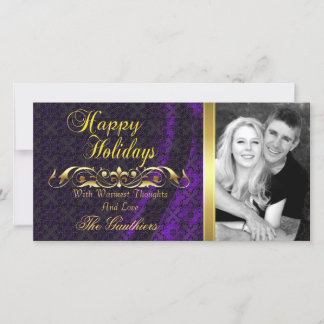 Festiva Tarjeta fotográfica Purple Lace Silk & Gold Scroll