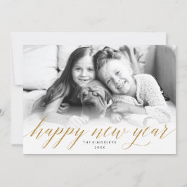 Festiva Tarjeta fotográfica Purpurinoso de Año Nuevo en Pu