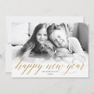 Festiva Tarjeta fotográfica Purpurinoso de Año Nuevo en Pu