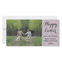 Tarjeta fotográfica Quatrefoil Happy Easter