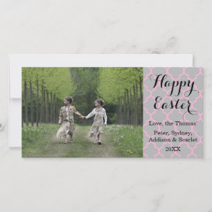 Festiva Tarjeta fotográfica Quatrefoil Happy Easter