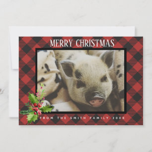 Festiva Tarjeta fotográfica Red and Black Buffalo Plaid Ho