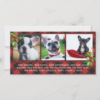 Festiva Tarjeta fotográfica Red Buffalo Plaid Holidays