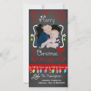 Festiva Tarjeta fotográfica Red Chalkboard Merry Christmas