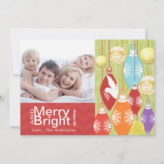 Festiva Tarjeta fotográfica Red Lime Retro Merry y Bright 