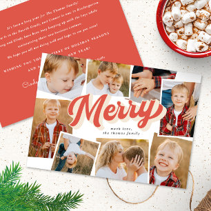 Festiva Tarjeta fotográfica Red Retro Merry Collage