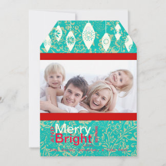 Festiva Tarjeta fotográfica Red Retro Merry y Bright Famil