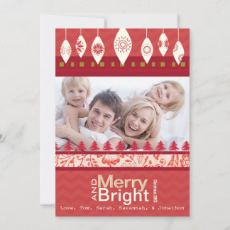 Festiva Tarjeta fotográfica Red Retro Merry y Bright Famil