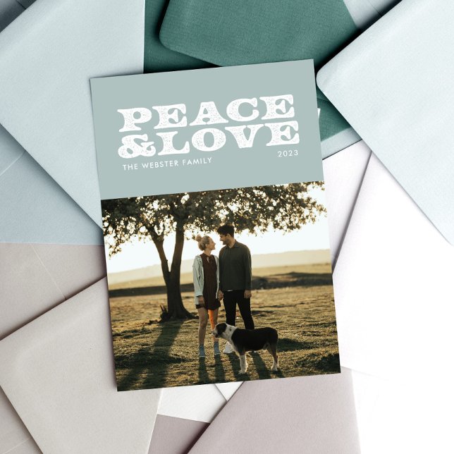 Festiva Tarjeta fotográfica retro de paz y amor (Subido por el creador)