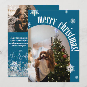 Festiva Tarjeta fotográfica Retro Merry navideña 2024 Verd