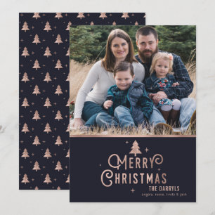 Festiva Tarjeta fotográfica Rosa Gold Christmas Tree