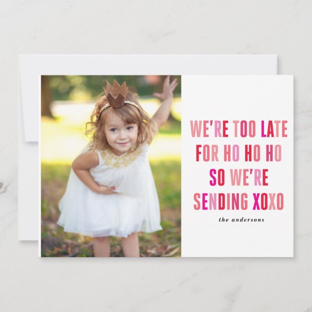 Festiva Tarjeta fotográfica rosa y Día de San Valentín roj (Anverso)