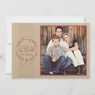 Festiva Tarjeta fotográfica Rustic Red Wreath Holiday