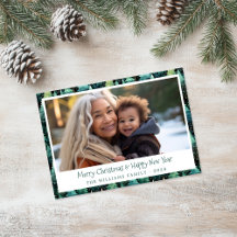 Tarjeta fotográfica Rustic Woodland Green Holiday