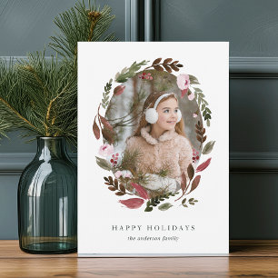 Festiva Tarjeta fotográfica Rustic Wreath Holiday