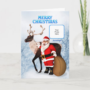 Festiva Tarjeta fotográfica Santa con nombre
