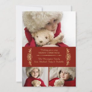 Festiva Tarjeta fotográfica Scarlet and Gold Holiday