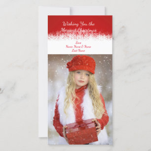 Festiva Tarjeta fotográfica Sencilla de Snowflake en rojo