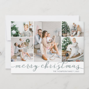 Festiva Tarjeta fotográfica Silver Merry Christmas Five Pi