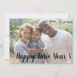 Festiva Tarjeta fotográfica Silver Polka Dot Happy Año Nue