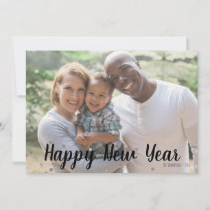 Festiva Tarjeta fotográfica Silver Polka Dot Happy Año Nue