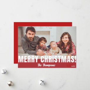 Festiva Tarjeta fotográfica simple para familias rojas Nav