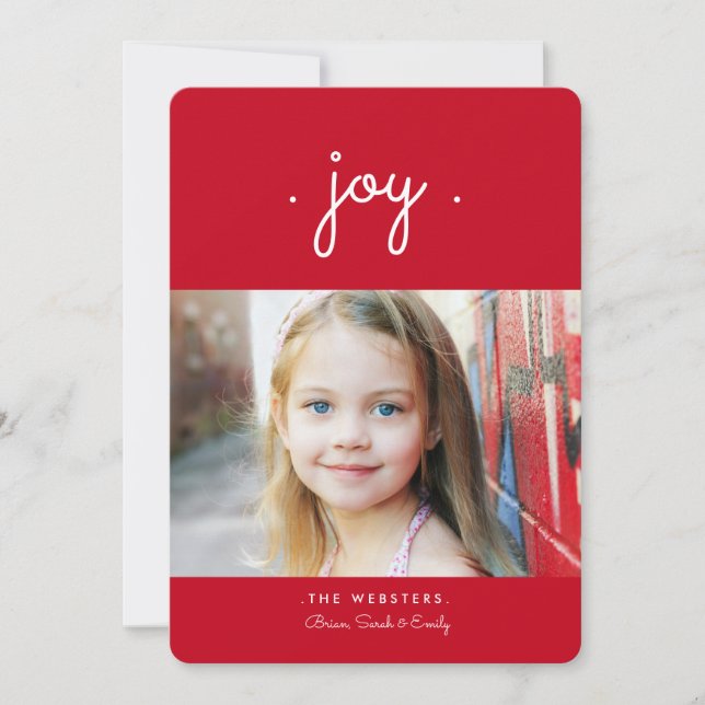 Festiva Tarjeta fotográfica Simplemente Alegre | Roja (Anverso)