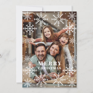 Festiva Tarjeta fotográfica Snow Flakes Frame Christmas