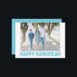 Festiva Tarjeta fotográfica Snowley Blue Happy Hanukkah<br><div class="desc">Muestra tu propia foto y agrega tus nombres y presto - estás terminado. ¡Muy fácil! ¡En poco tiempo tendrá su propia tarjeta de personalizado para enviar amigos y familiares!</div>