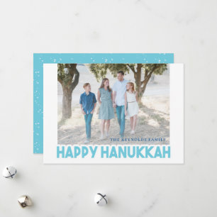 Festiva Tarjeta fotográfica Snowley Blue Happy Hanukkah