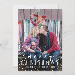 Festiva Tarjeta fotográfica Snowowy Merry Christmas Cute F
