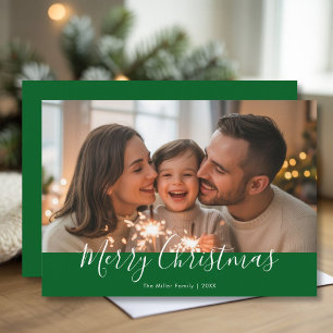 Festiva Tarjeta fotográfica Snowy Merry Christmas Family