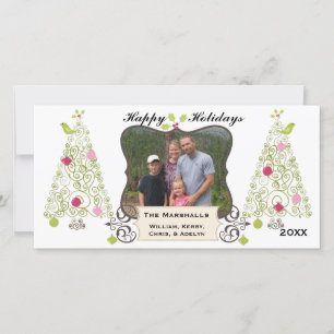 Festiva Tarjeta fotográfica Swirly Trees Personalizado