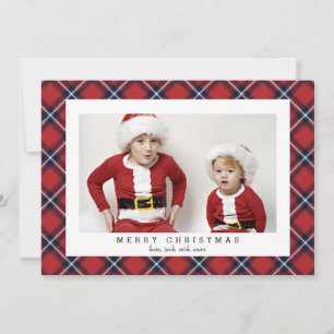 Festiva Tarjeta fotográfica Tartán de la Marina Roja para 