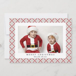 Festiva Tarjeta fotográfica Tartán Rojo para las vacacione