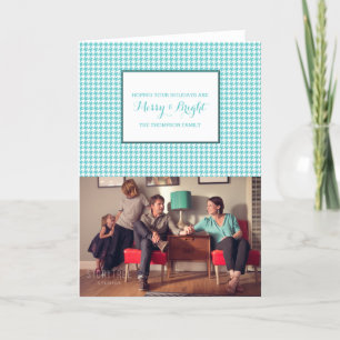 Festiva Tarjeta fotográfica Turquoise Houndstoth